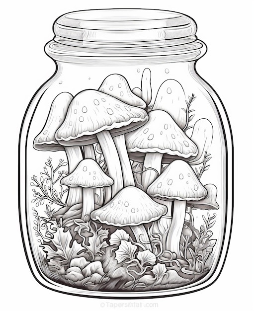 La magie des champignons lumineux Un délicieux livre à colorier pour adultes avec des illustrations de dessins animés