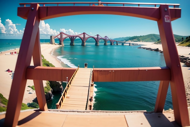 Photo la magnifique architecture du pont transocéanique, la conception du pont en mer profonde, le fond du papier peint