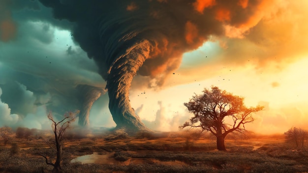 Un magnifique art conceptuel de tempête et de tornades