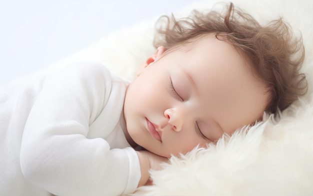 Le magnifique bébé pendant la sieste isolé sur un fond blanc