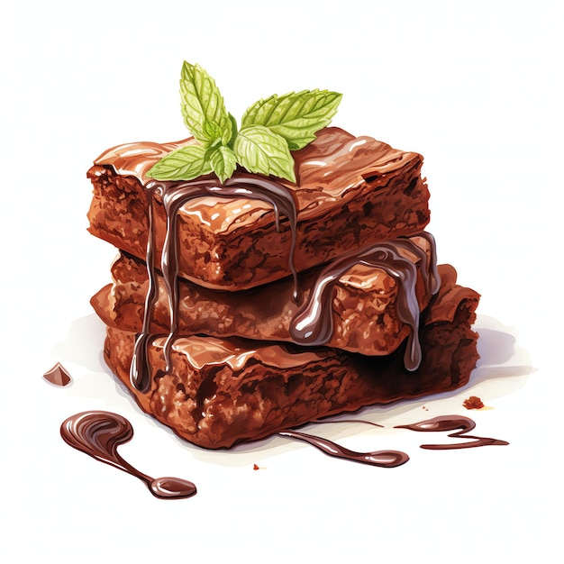 Un magnifique brownie au chocolat double, un dessert délicieux, une illustration clipart.