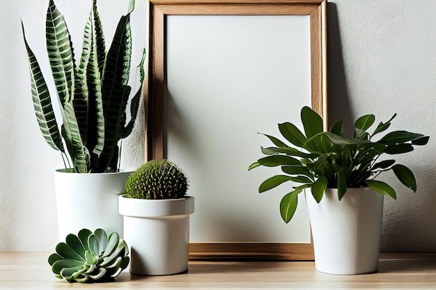 Photo magnifique cadre de maquette de plantes d'intérieur