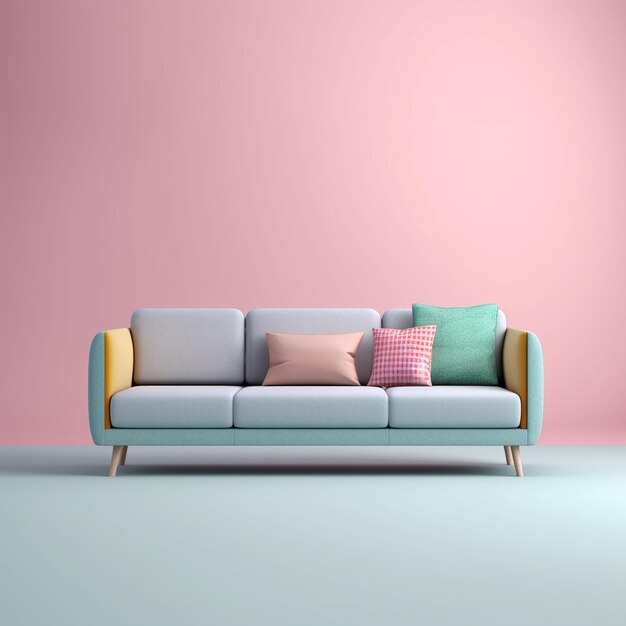 Le magnifique canapé Morden en tissu pastel modèle de design d'intérieur de différentes couleurs séance photo