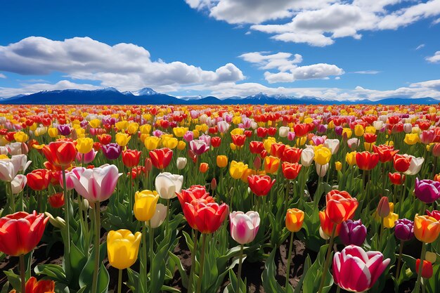Un magnifique champ de tulipes sauvages