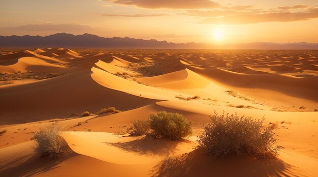 un magnifique coucher de soleil sur les dunes de sable dans la vallée de la Mort