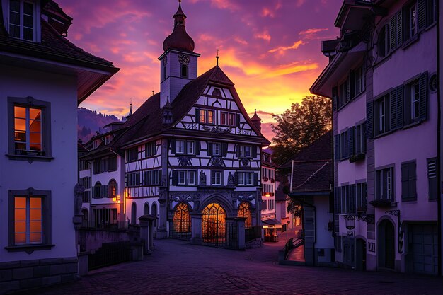 La magnifique courbe du Mercansco à Lucerne, en Suisse