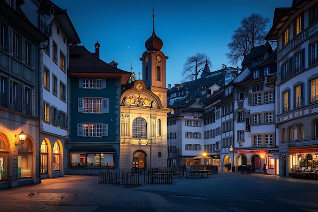 La magnifique courbe du Mercansco à Lucerne, en Suisse