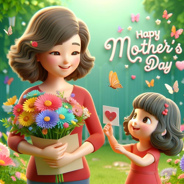 Ce magnifique design floral 3D est créé pour la bonne fête des mères