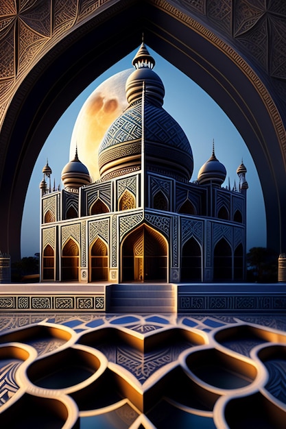 Le magnifique design serein de la mosquée généré par Ai