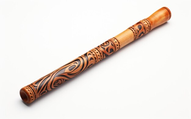 Magnifique didgeridoo brun isolé sur fond blanc