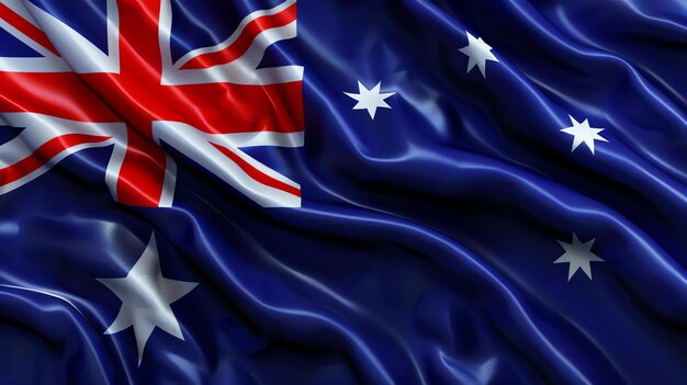 Photo un magnifique drapeau australien agitant dans le vent le drapeau est un symbole de l'australie et de son peuple
