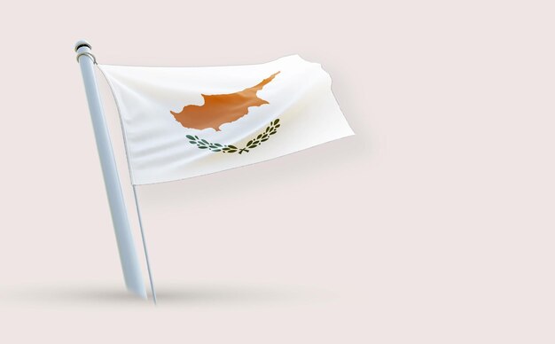 Un magnifique drapeau de Chypre sur un fond blanc en 3D