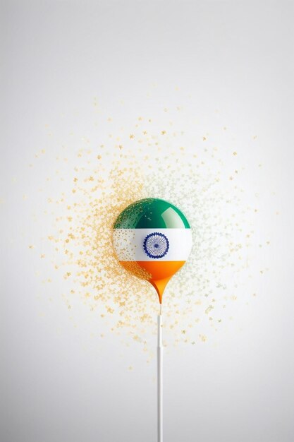 Photo magnifique drapeau indien en 3d sur un ballon avec des particules brillantes