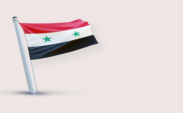 Un magnifique drapeau pour la Syrie sur un fond blanc rendu en 3D