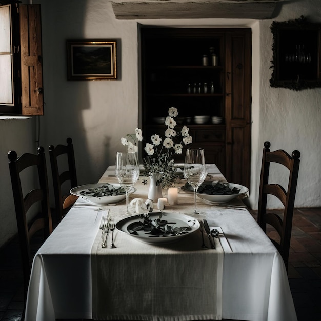 Magnifique ensemble de table de luxe bohème pour une IA générative festive