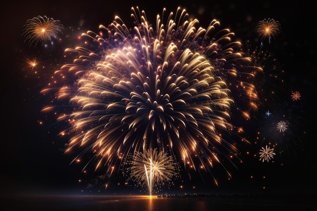 magnifique feu d'artifice sur fond noir pour la célébration anniversaire joyeuse veille de Noël et h