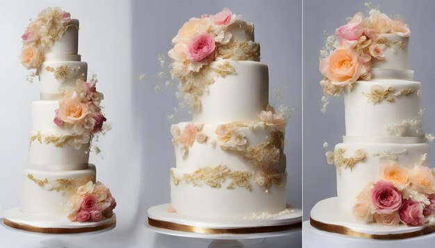 un magnifique gâteau de mariage rose