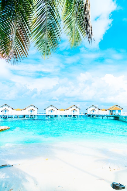 Magnifique hôtel de villégiature tropical aux Maldives et île avec plage et mer