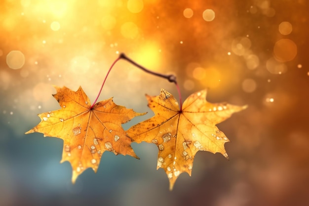 Une magnifique image de paysage d'automne ornée de feuilles jaunes et baignée par la lumière du soleil