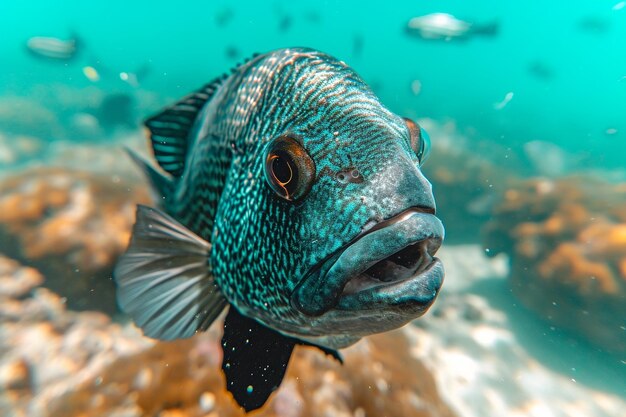 magnifique jolie mignonne drôle de poisson dans l'océan mer aquarium nager exotique sous la profondeur coloré récif eau salée écosystème biologie nature flore et faune