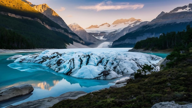 Photo le magnifique lac glaciaire de ventisquero negro dans le parc national de nahuel huapi en argentine