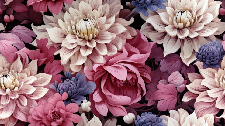 Photo un magnifique motif sans couture de fleur de dahlia
