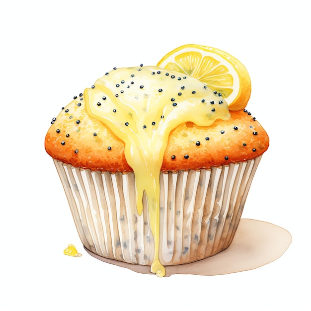 un magnifique muffin au citron et à la graine de pavot un dessert délicieux illustration de clip
