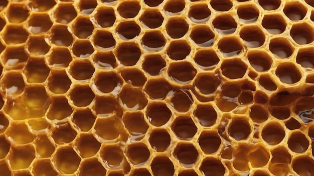 Un magnifique nid d'abeilles jaune avec un fond de miel