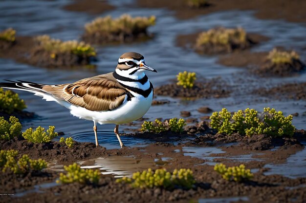 Photo le magnifique oiseau killdeer dans les champs