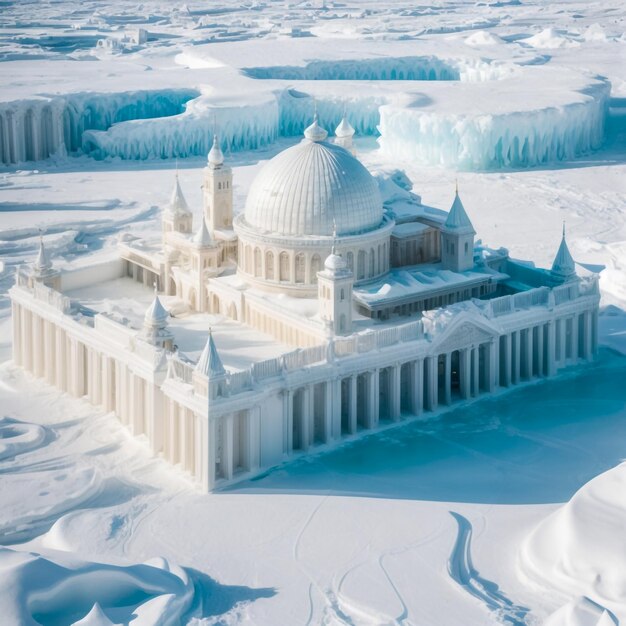 Photo un magnifique palais dans la neige