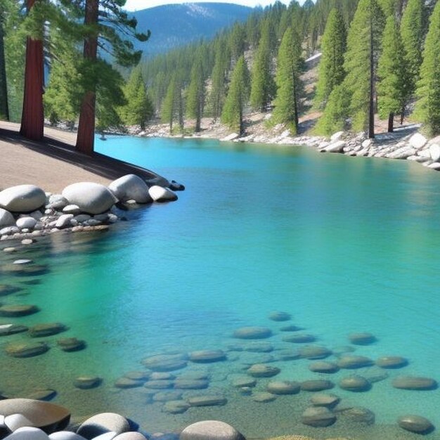 Le magnifique panorama sur la plage de Secret Cove au lac Tahoe