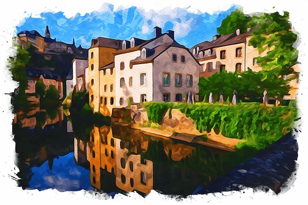 Photo le magnifique paysage aquarelle du luxembourg