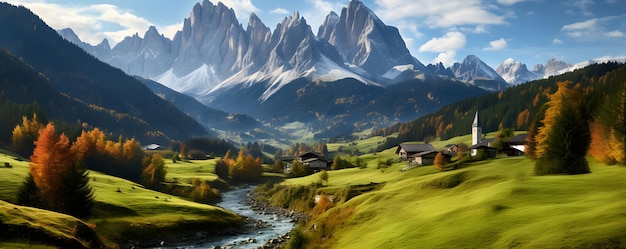 Le magnifique paysage des dolomites italiennes de Santa Magdalena
