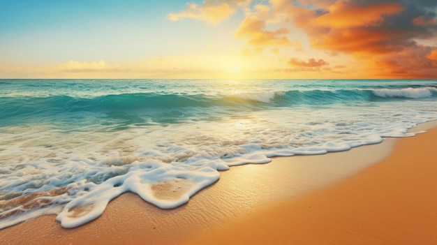 Magnifique paysage marin de plage tropicale au lever du soleil