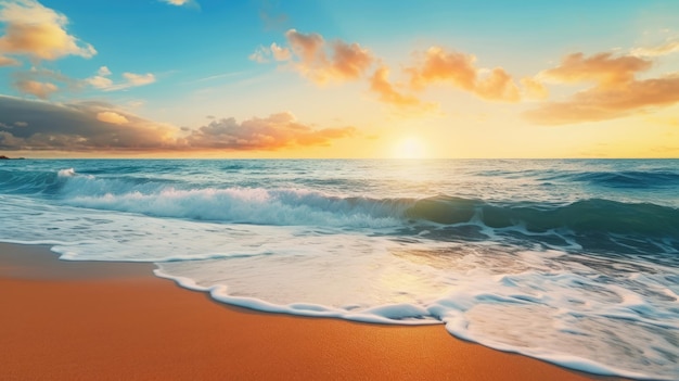 Magnifique paysage marin de plage tropicale au lever du soleil