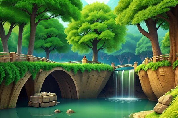 Un magnifique paysage naturel de dessin animé