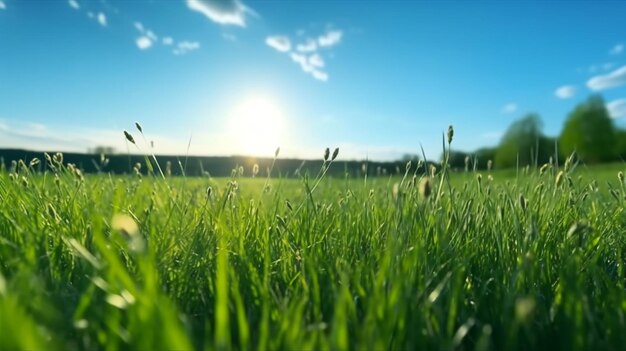 Un magnifique paysage naturel panoramique d'un champ vert