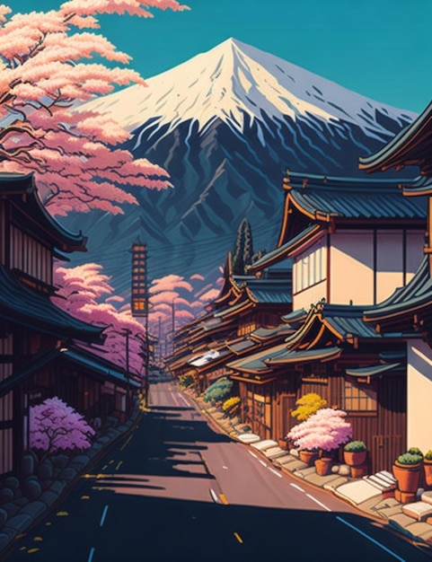 Magnifique paysage de rue japonaise