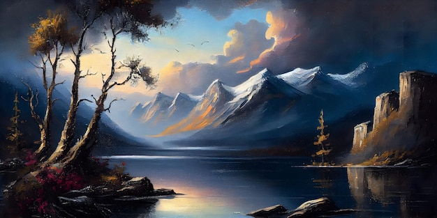 Magnifique peinture à l'huile de paysages naturels Vistas