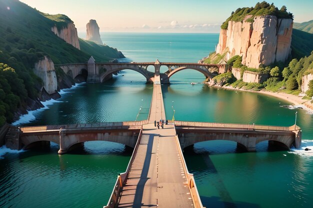 Photo le magnifique pont océanique croisé architecture fond d'écran de conception de pont en haute mer