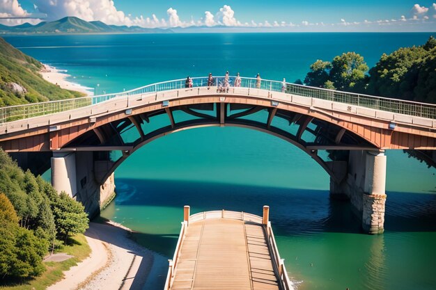 Photo le magnifique pont océanique croisé architecture fond d'écran de conception de pont en haute mer