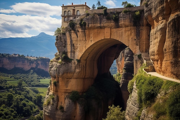 Photo la magnifique porte d'entrée explore le majestueux monument de philippe v à ronda malaga, en espagne