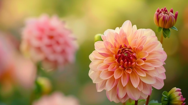 Une magnifique teinte de Dahlia Peach Fuzz en pleine fleur