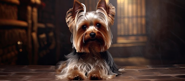 Magnifique Yorkshire terrier assis