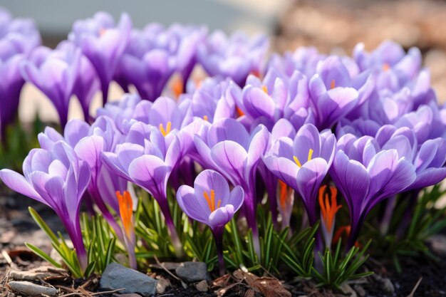 De magnifiques fleurs de crocus safran lavande