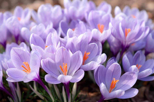 De magnifiques fleurs de crocus safran lavande