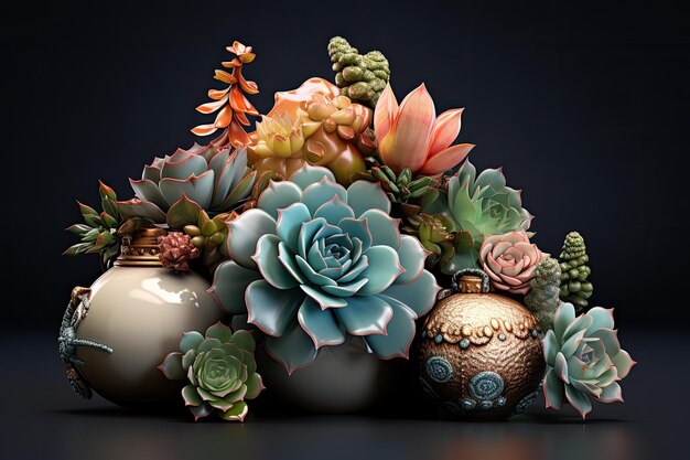 Magnifiques vases succulents