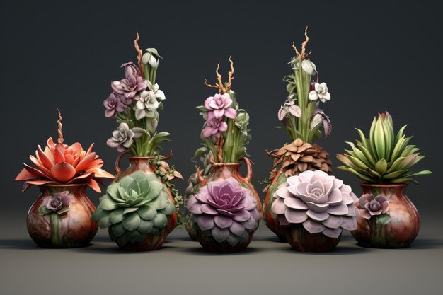 Magnifiques vases succulents