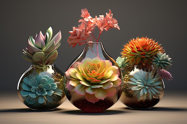 Magnifiques vases succulents