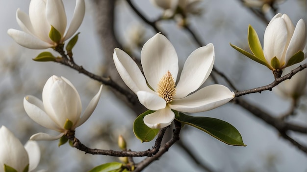 Magnolia fleur sur une branche de près